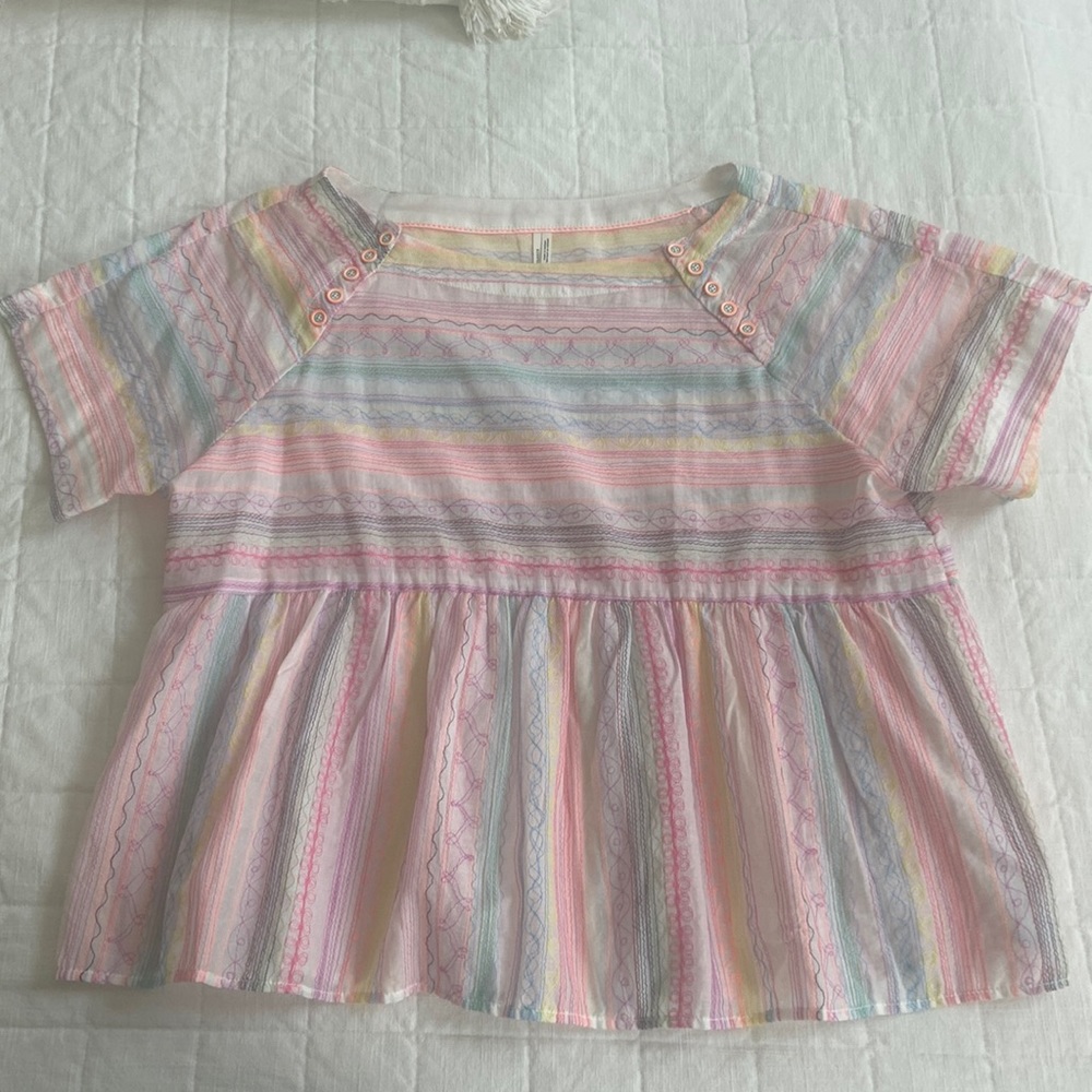 Anthropologie, multi colored babydoll top